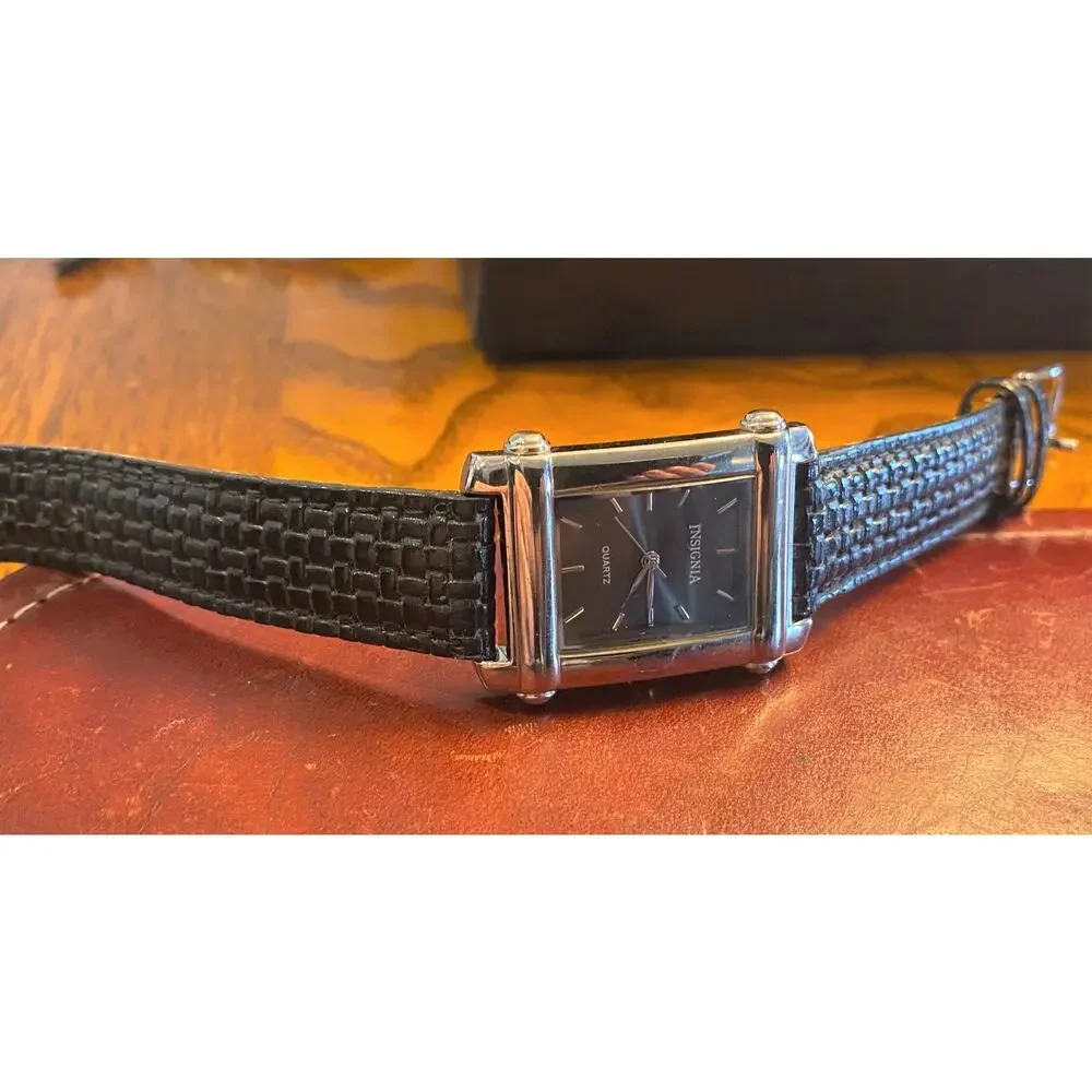 Women's 28mm Silver Tone Insignia Watch, Black Face and Band